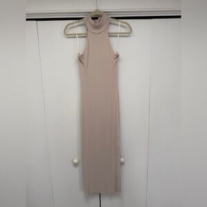 Elegant Beige Sleeveless Maxi Dress